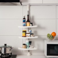 BAOYOUNI 3 Tier PP Material Kitchen Accessories Spice Sink Organizer Rack Stainless Steel Corner Storage Shelves