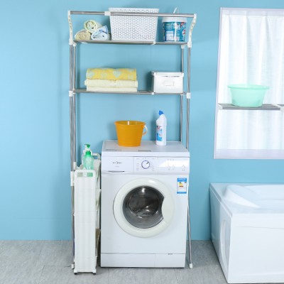 Two Tiers Stainless Steel Bathroom Storage Shelf Rack Over The Toilet Space Organizer Foldable Storage Rack For Washing Machine